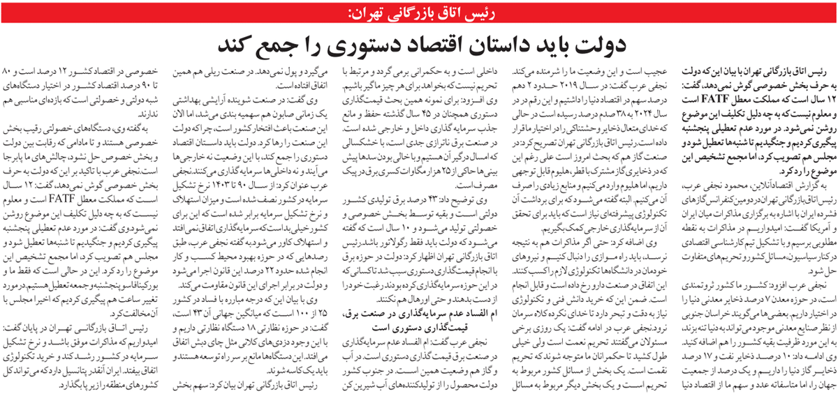 دولت باید داستان اقتصاد دستوری را جمع کند